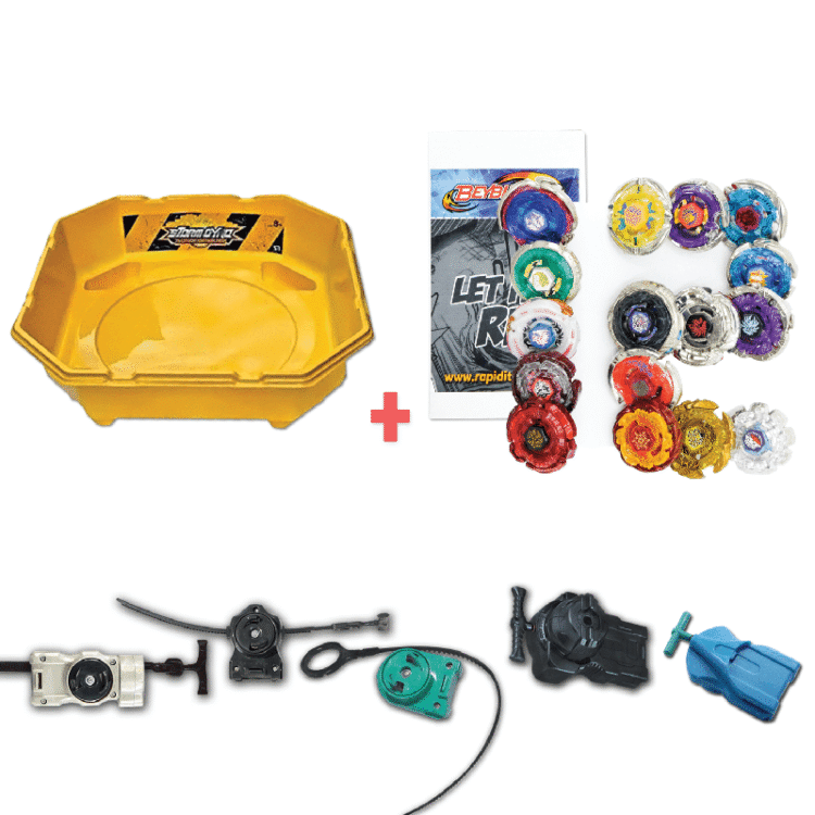 Exclusive Beyblade Battle Ready Starter Pack w/ Stadium, Beyblade Combo 12 Pack, 2 Random Launchers